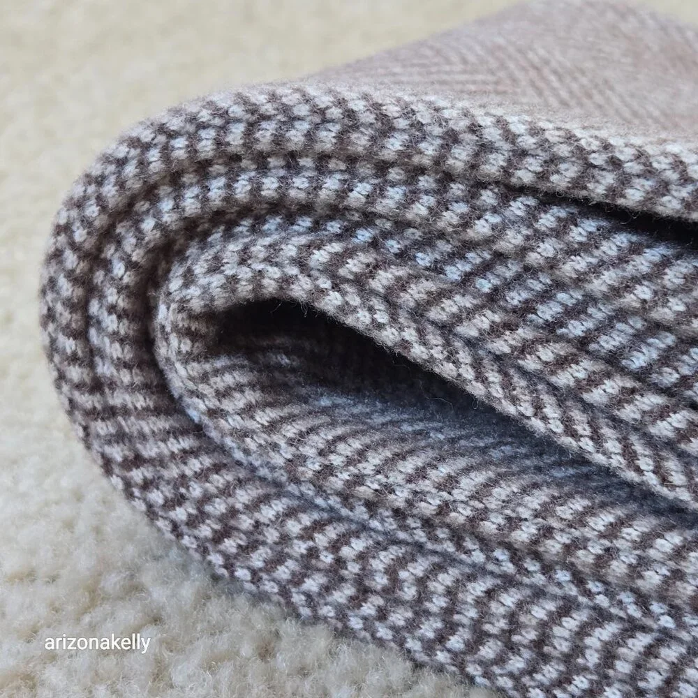 NWOT Tan Wool Herringbone Tailored/Structured Scarf Menswear Haberdashery